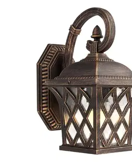 Svietidlá Redo 9951 - Vonkajšia nástenná lampa BREMEN 1xE27/42W/230V IP23 zlatá/patina 9951