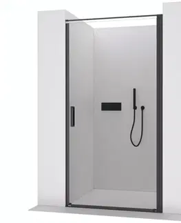 Sprchovacie kúty CERANO - Sprchové otočné dvere Porte L/P - 8 mm - čierna matná, transparentné sklo - 100x195 CER-413495