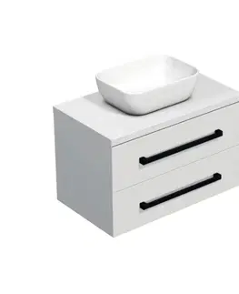 Kúpeľňový nábytok Kúpeľňová skrinka s čiernou úchytkou a krycou doskou SAT Cube Way 80x47,5x46 cm biela lesk CUBE46C803BI45 CUBE46C803BI45