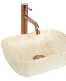 Umývadlá Umývadlo Belinda mini travertine matt - na dosku