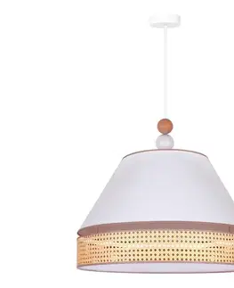 Svietidlá  - Luster na lanku AVIGNON 1xE27/15W/230V pr. 60 cm biela/ratan 602068