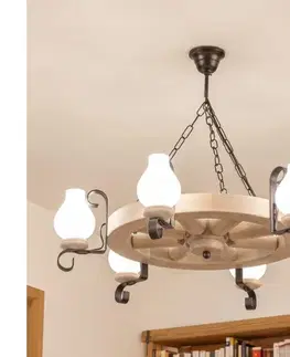 Svietidlá BRILAGI - Luster na reťazi ROATA 6xE14/40W/230V dubový EX-01084