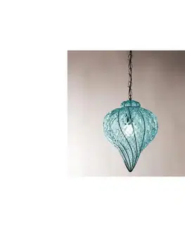 Svietidlá SIRU - Luster na reťazi GOCCIA 1xE27/60W/230V pr. 25 cm modrá/hnedá benátske sklo MS111-035AMB