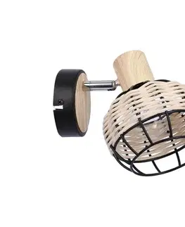 Svietidlá  Nástenné bodové svietidlo TAJGA 1xE14/40W/230V ratan/čierna 91-12197