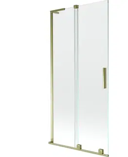 Sprchové dvere MEXEN/S - Velar L dvojkrídlová posuvná vaňová zástena 90 x 150, transparent, zlatá 896-090-003-01-50