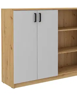 Komody s dvierkami Komoda vysoká 2f Malta svetlošedá/artisan (850)