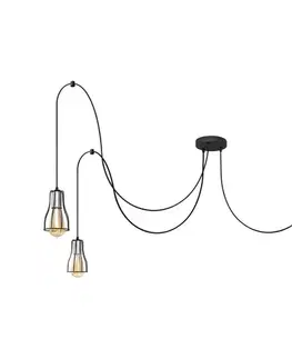 Svietidlá  Luster na lanku TUBE LONG 3xE27/15W/230V čierna/chróm W-KMD 1924/3K BK+CH+BK