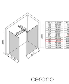 Sprchovacie kúty CERANO - Sprchová zástěna Walk-in Onyx T L/P - 8 mm - hranatá vzpěra - zlatá, industriální sklo - 120x90x200  CER-8050BD3809
