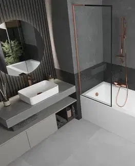 Sprchové dvere MEXEN/S - Next L vaňová zástena FIX 70 x 150, čierna vzor, meď kartáčovaná 895-070-000-03-70-65