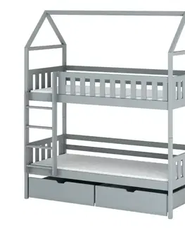 Poschodové postele Posteľ Domček Gaja 90x200 sivá
