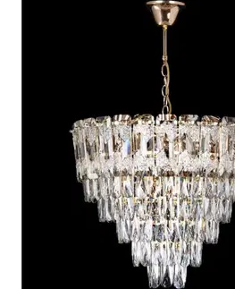 Svietidlá  LED luster na reťazi, 9xE27/60W/230V + 6xLED/6W, priemer 50 cm, zlatá W-E2636B/9+6