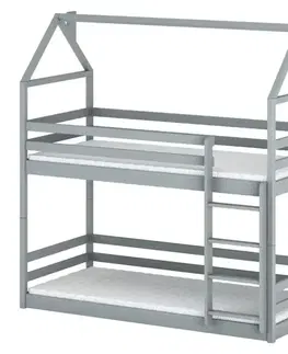 Poschodové postele Posteľ Domček Axel 90x200 sivá