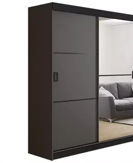 Spálňové šatníkové skrine Skriňa Retro 138 2L grafit/ Dvierka grafit