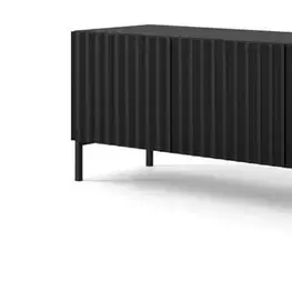 TV stolíky ArtBm Tv stolík WAVE 200 | 4D Prevedenie: Čierny mat / zlaté nohy