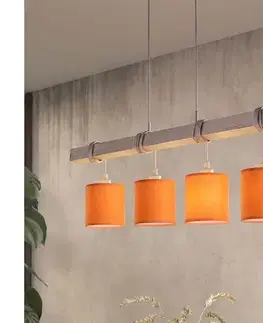 Svietidlá BRILAGI - LED luster na lanku NUBILA 4xE27/60W/230V sivá/oranžová 1xEG49927A+4xBG2453