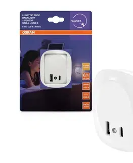 Svietidlá Osram- LED nočné svietidlo do zásuvky so senzorom a USB LUNETTA LED/12,5W/230V 4099854532115