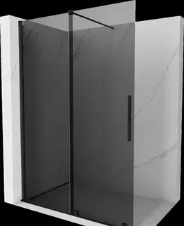 Sprchové dvere MEXEN/S - Velar Sprchová zástena posuvná Walk-in 160 x 200, grafit 8 mm, čierna 871-160-000-43-70