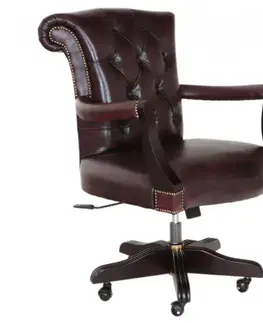 Sedacie súpravy Kancelárska stolička Chesterfield Court z pravej hovädzej kože New Red