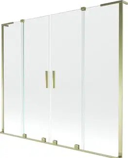 Sprchové dvere MEXEN/S - Velar L Duo dvojkrídlová posuvná vaňová zástena 180 x 150, transparent, zlatá 896-180-003-02-50