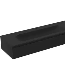 Kúpeľňový nábytok MEXEN/S - Orio kúpeľňová skrinka 140 cm s umývadlom Vela, 1 šuplík, čierna mat 91A10-14023-1-BF71-W23M71