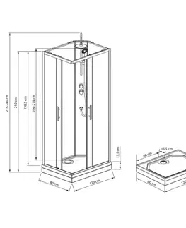 Sprchovacie kúty AQUALINE - GRANVIK obdĺžnikový sprchový box 800x1200x2180, číre sklo GG80X120