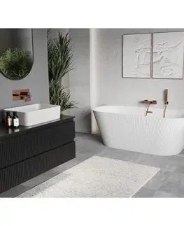 Vane MEXEN/S - Oris voľne stojaca vaňa nástenná reliéf 170 x 80, biela, sifón a prepad meď kartáčovaná 52871708000-65