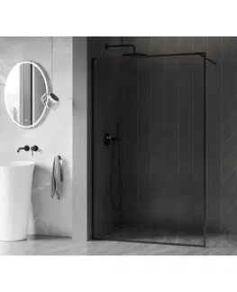 Sprchové dvere MEXEN/S - Kyoto-F Sprchová zástena WALK-IN s rámom 100 x 202, transparent 8 mm, čierna 800-100-104-70-00