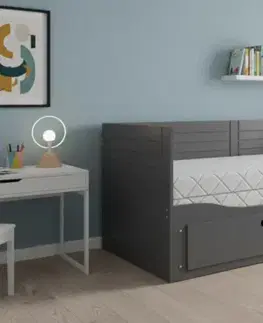 Postele BMS Detská posteľ HERMES s matracom | sivá 80 x 200 cm