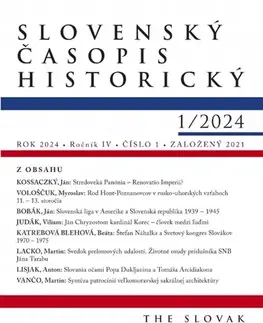 Slovenské a české dejiny Slovenský časopis historický 1/2024 - Kolektív autorov