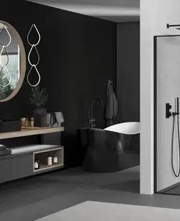Sprchové dvere MEXEN/S - KIOTO Sprchová zástena WALK-IN 50x200 cm 8 mm, čierna, čierny profil 800-050-101-70-70