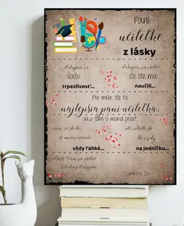 Tabuľky s venovaním (darčeky) Darčeky pre učiteľov - Tabuľka - Poďakovanie pre učiteľku na koniec školského roka