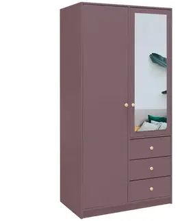 Šatníkové skrine Skriňa Siena 2 D2 slivka / zrkadlo
