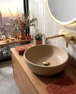 Kúpeľňové batérie REA - Podomietková umývadlová batéria Arcos Brush Gold REA-B6977