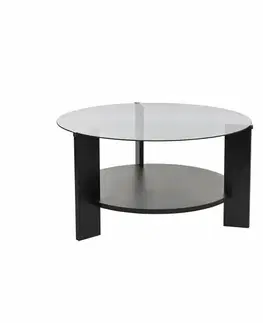 Konferenčné stolíky Konferenčný stolík Clara Wood Black s tmavým sklom