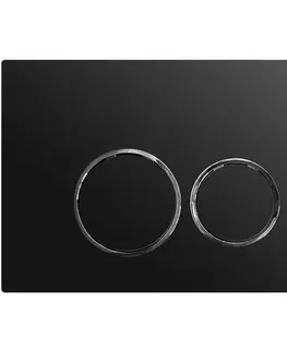 Záchody CERANO - Kompletný WC set Basic/Cesso - biela matná - WC tlačidlo Dualo/Čierna - závesné - predstenová inštalácia - 49x36 CER-8050BD86158