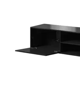 TV stolíky CAMA MEBLE Slide 200 K tv stolík čierna / čierny lesk