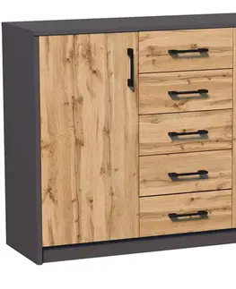 Komody a skrinky Komoda ANES K019 GRAFIT-WOTAN