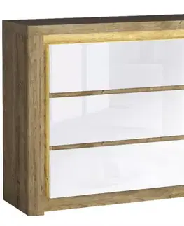 Komody do spálne Komoda Livinio L6 Ribbeck/Biely lesk
