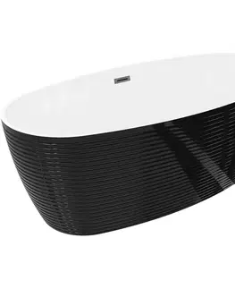 Vane MEXEN/S - Lira voľne stojaca vaňa vzor 170 x 80, biela/čierna, sifón a prepad čierna 52831708075-70