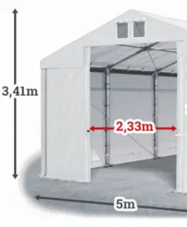 Záhrada Skladový stan 5x10x2,5m strecha PVC 560g/m2 boky PVC 500g/m2 konštrukcie ZIMA PLUS Šedá Bílá Šedá
