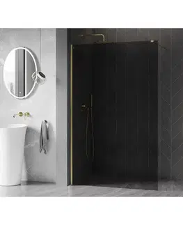 Sprchové dvere MEXEN/S - Kyoto-X Sprchová zástena WALK-IN 90 x 200, grafit 10 mm, zlato kefovaná 800-090-101-55-40-X