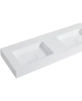 Umývadlá CERANO - Umývadlo z liateho mramoru Geminia - nástenné - biela matná - 163x45 CER-8050BD80375