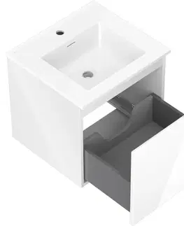 Kúpeľňový nábytok MEXEN/S - Orio kúpeľňová skrinka 50 cm s umývadlom Otis, 1 šuplík, biela lesk 91A10-05047-1-BF00-W18M00