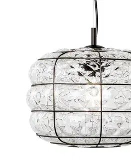 Svietidlá SIRU - Luster na lanku TERRA 1xE27/60W/230V čierna/číra benátske sklo RS420-025CRB