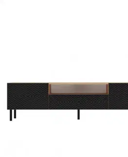 TV stolíky CAMILA 2K štýlový TV stolík na nožičkách, modrý / dub Artisan