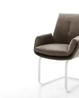 Jedálenské stoličky DELIFE Konzolová podstava Clea-Flex mikrovlákno taupe vintage konzolová podstava plochá biela