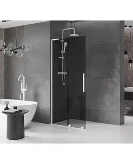Sprchové dvere MEXEN/S - Velar L Sprchová zástena posuvná Walk-in 110 x 200, grafit 8 mm, biela 871-110-003-43-20