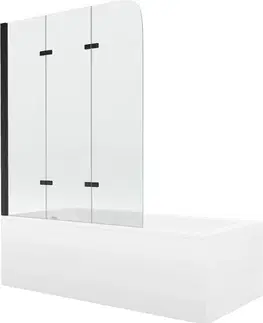 Sprchové dvere MEXEN/S - Cubik obdĺžniková vaňa 170 x 70 cm s panelom + vaňová zástena 120, transparent, čierna 550317070X9012037000