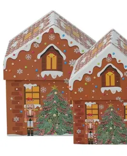 Vianočné dekorácie Set vianočných darčekových krabíc Cookie Houses, hnedá, 2 ks