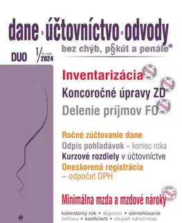 Dane, účtovníctvo Dane, účtovníctvo, odvody bez chýb, pokút a penále č. 1 / 2024 - Inventarizácia majetku a záväzkov
